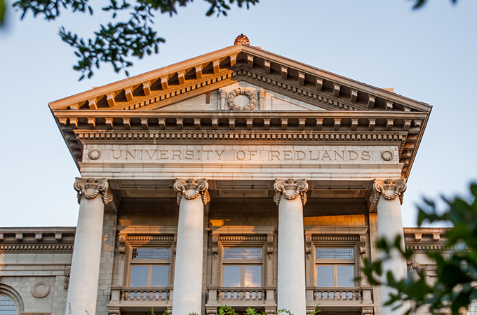 Afternoon light splashes against the facade of the Administration Building.