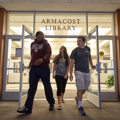 Students leaving the library