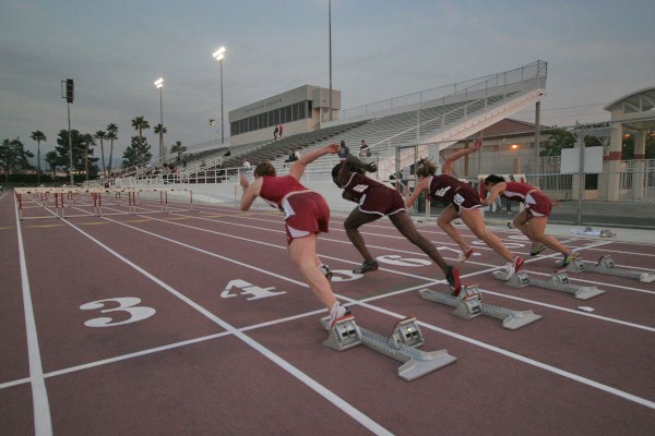 Runners starting at a meet