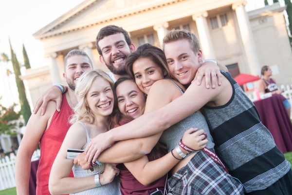 Students group hug