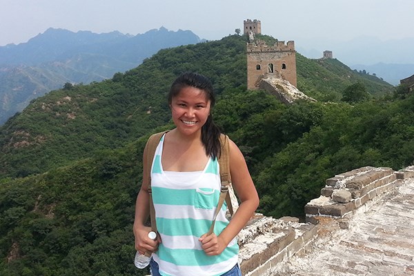 Student at the Great Wall of China