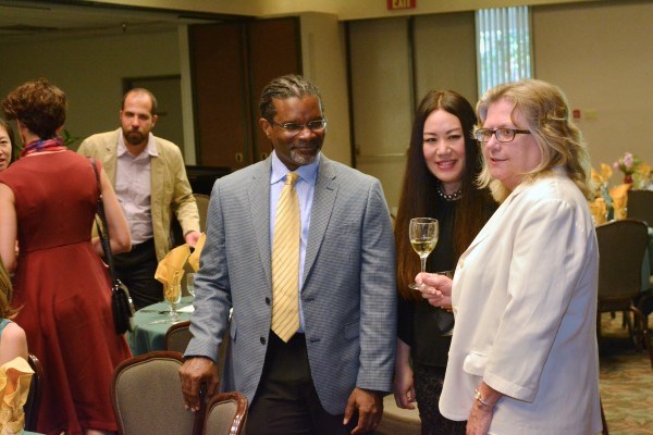 Kendrick Brown, Hideko Sera and Kathy Ogren chatting